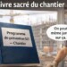 Programme SST (programme de prévention) posé dans un bureau de chantier, utilisé comme document de référence pour la sécurité sur un chantier de construction.