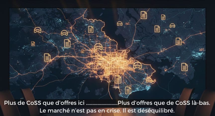 Carte du Québec illustrant le déséquilibre du marché emploi CoSS entre le sud et les régions éloignées